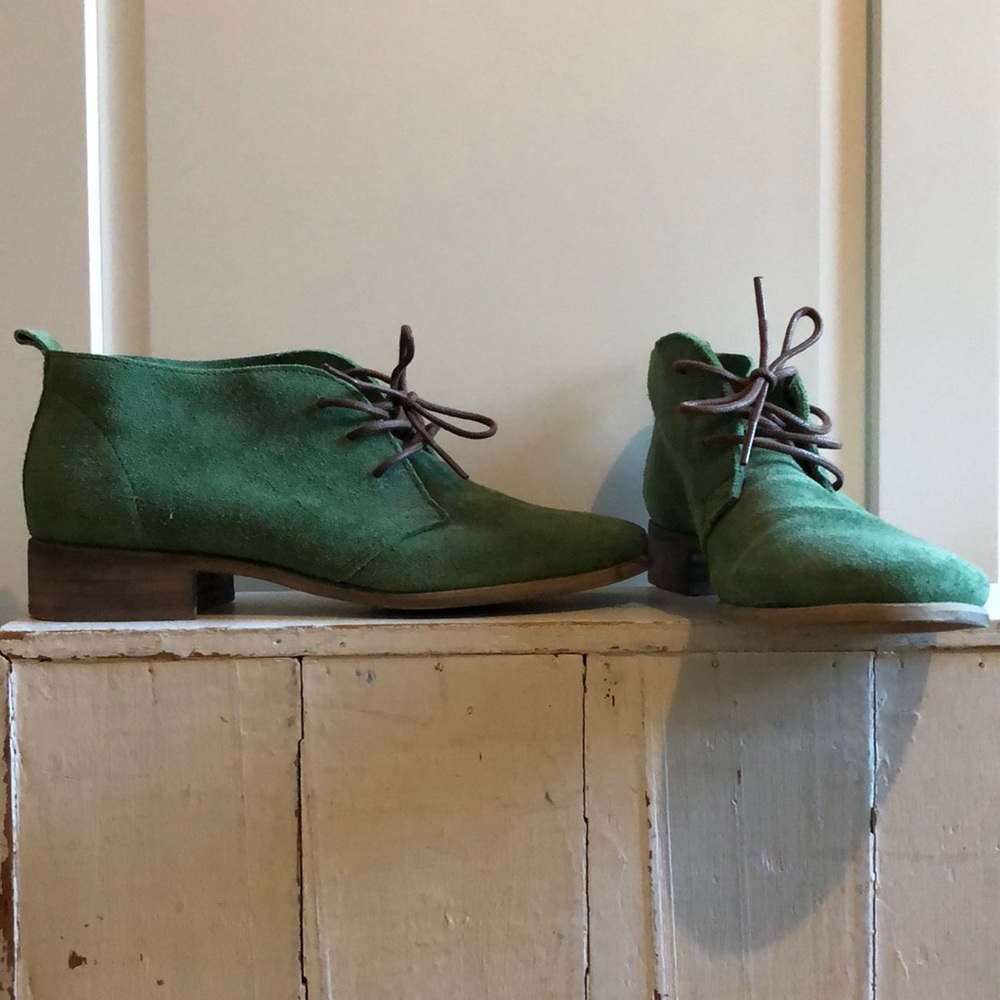 Anthropologie Green Suede Shoes